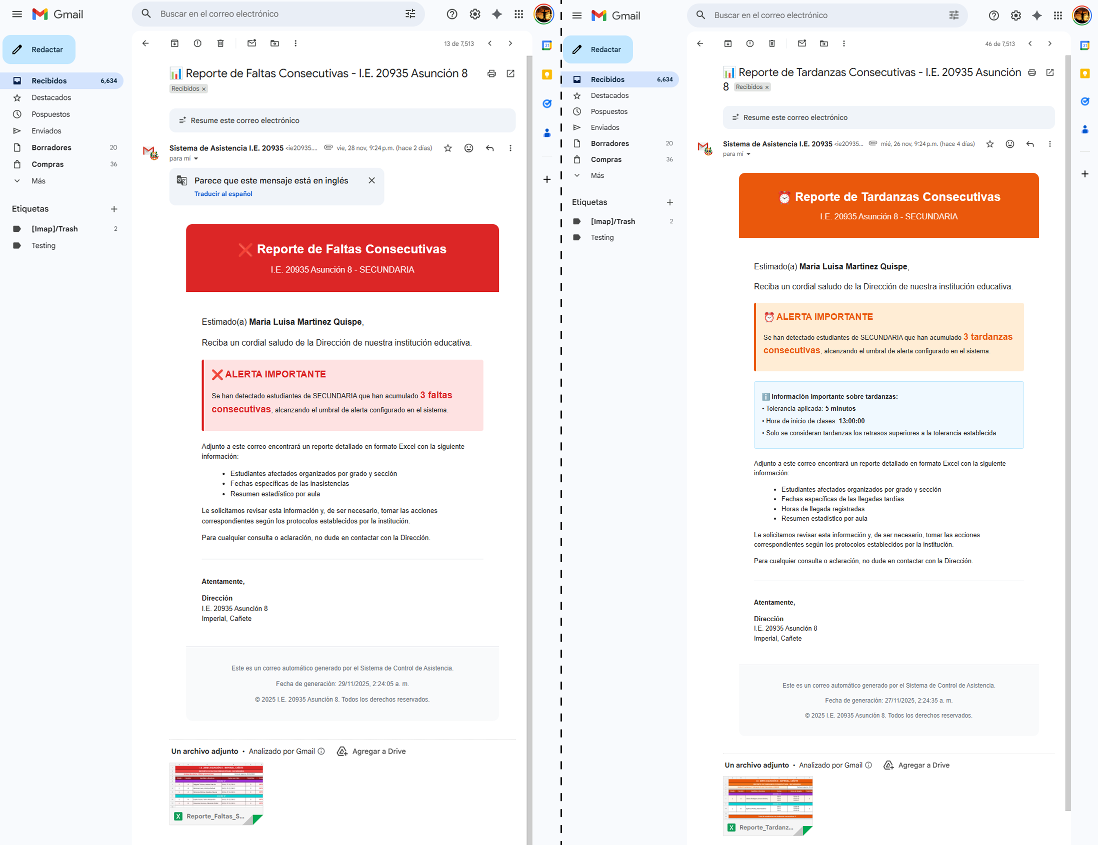 Notificaciones automáticas